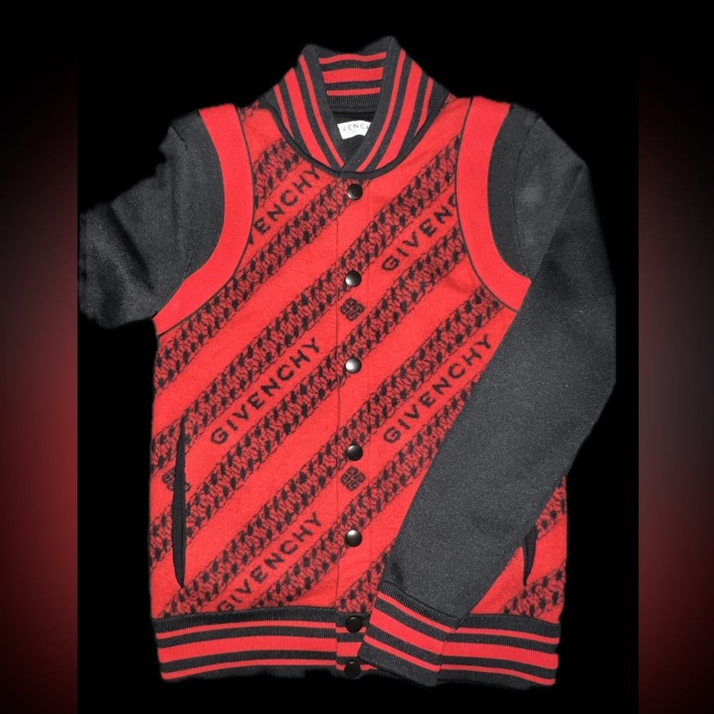Givency Jacquard Logo & Chain Link Wool Bomber